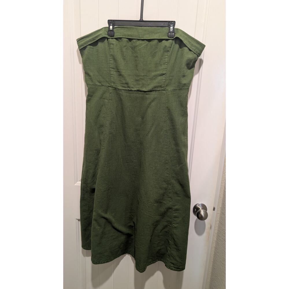 Abercrombie & Fitch Green Smocked Sleeveless Midi A-Line Dress Size LP